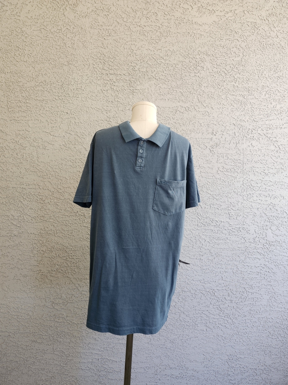 RVCA Men’s Slate Blue Short-Sleeve Polo with Chest Pocket